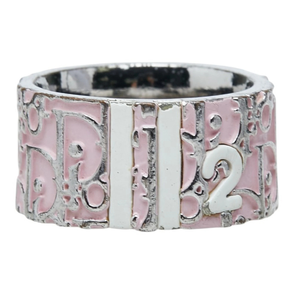 Christian Dior Dior Trotter Ring, Size #6, Silver and Pink Metal, Women's.